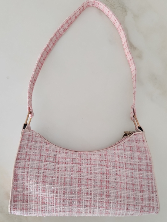 unbranded brand Handbags - Pink Tweed Shoulder Bag with Gold Hardware